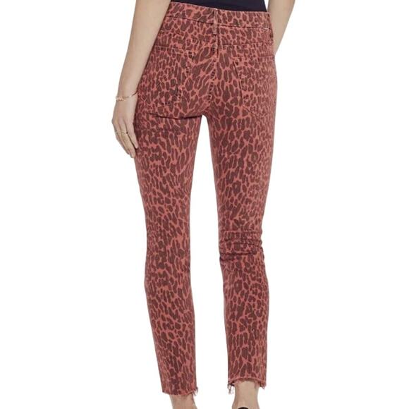 MOTHER Looker ankle fray slim skinny punk Animal Attraction leopard print red - Picture 3 of 16